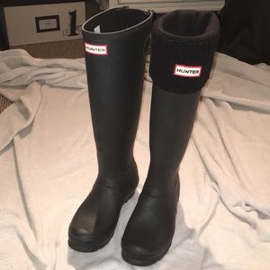 Matte Black Tall Hunter Rain Boots